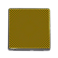 Stripy Starburst Effect Light Orange Green Line Memory Card Reader (square) by Mariart