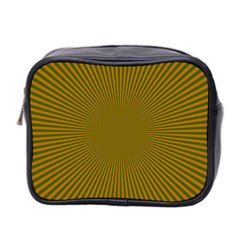 Stripy Starburst Effect Light Orange Green Line Mini Toiletries Bag 2-side by Mariart