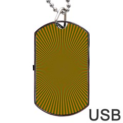 Stripy Starburst Effect Light Orange Green Line Dog Tag Usb Flash (one Side) by Mariart