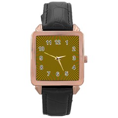 Stripy Starburst Effect Light Orange Green Line Rose Gold Leather Watch  by Mariart