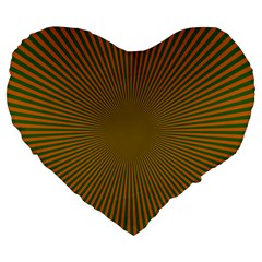 Stripy Starburst Effect Light Orange Green Line Large 19  Premium Flano Heart Shape Cushions by Mariart