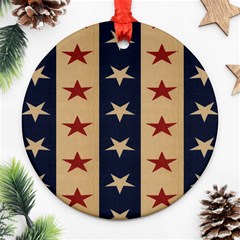 Stars Stripes Grey Blue Ornament (round) by Mariart