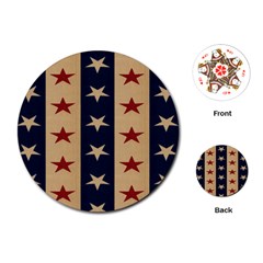 Stars Stripes Grey Blue Playing Cards (round)  by Mariart