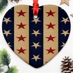 Stars Stripes Grey Blue Heart Ornament (two Sides)