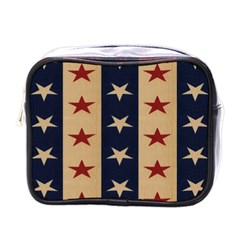 Stars Stripes Grey Blue Mini Toiletries Bags by Mariart