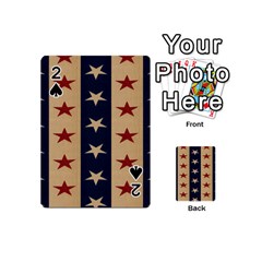 Stars Stripes Grey Blue Playing Cards 54 (mini)  by Mariart