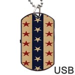 Stars Stripes Grey Blue Dog Tag USB Flash (One Side) Front