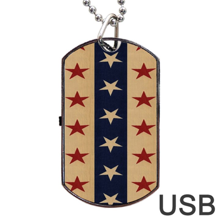 Stars Stripes Grey Blue Dog Tag USB Flash (One Side)