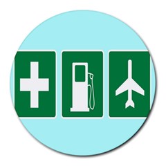 Traffic Signs Hospitals, Airplanes, Petrol Stations Round Mousepads by Mariart