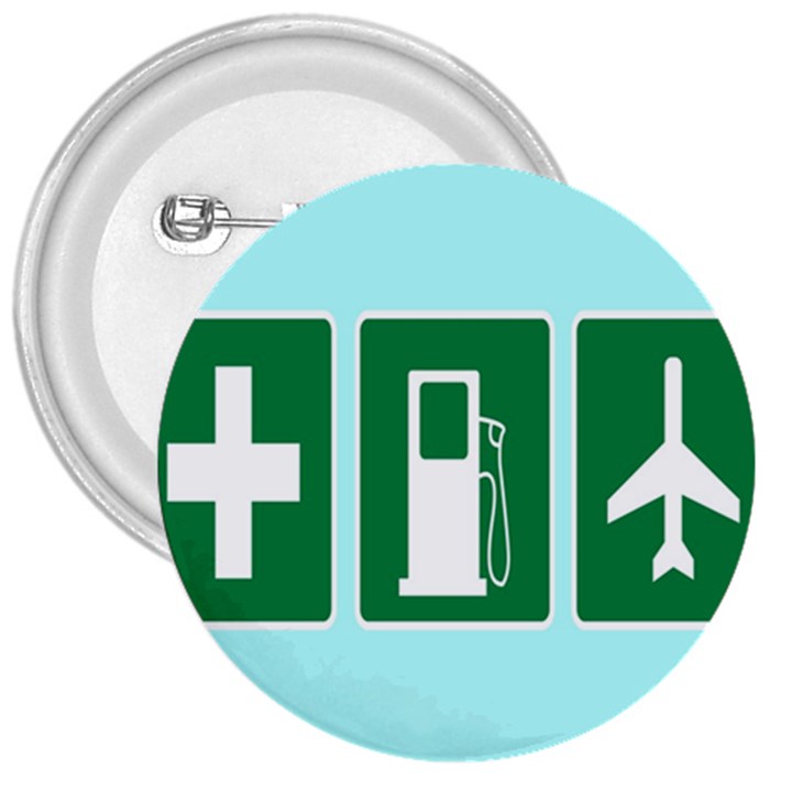 Traffic Signs Hospitals, Airplanes, Petrol Stations 3  Buttons