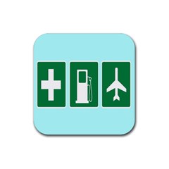 Traffic Signs Hospitals, Airplanes, Petrol Stations Rubber Coaster (square) 