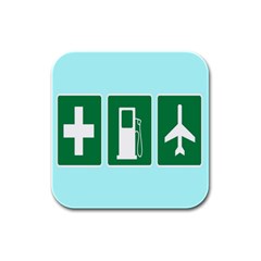 Traffic Signs Hospitals, Airplanes, Petrol Stations Rubber Square Coaster (4 Pack)  by Mariart