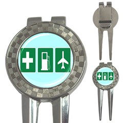 Traffic Signs Hospitals, Airplanes, Petrol Stations 3-in-1 Golf Divots by Mariart