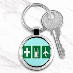 Traffic Signs Hospitals, Airplanes, Petrol Stations Key Chains (round)  by Mariart