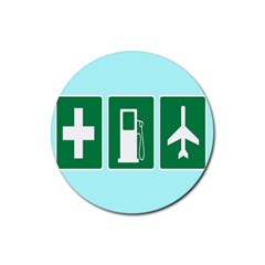 Traffic Signs Hospitals, Airplanes, Petrol Stations Rubber Round Coaster (4 Pack)  by Mariart