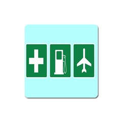 Traffic Signs Hospitals, Airplanes, Petrol Stations Square Magnet by Mariart