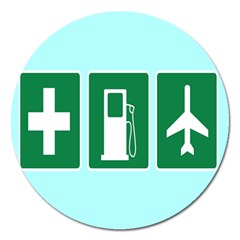 Traffic Signs Hospitals, Airplanes, Petrol Stations Magnet 5  (round) by Mariart