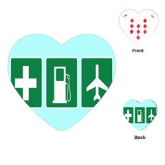 Traffic Signs Hospitals, Airplanes, Petrol Stations Playing Cards (heart)  by Mariart