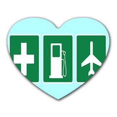 Traffic Signs Hospitals, Airplanes, Petrol Stations Heart Mousepads by Mariart