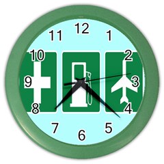 Traffic Signs Hospitals, Airplanes, Petrol Stations Color Wall Clocks by Mariart