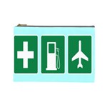 Traffic Signs Hospitals, Airplanes, Petrol Stations Cosmetic Bag (Large)  Front