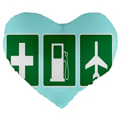 Traffic Signs Hospitals, Airplanes, Petrol Stations Large 19  Premium Heart Shape Cushions by Mariart