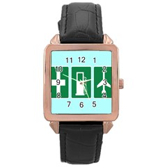 Traffic Signs Hospitals, Airplanes, Petrol Stations Rose Gold Leather Watch  by Mariart