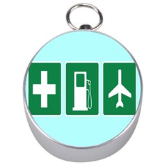 Traffic Signs Hospitals, Airplanes, Petrol Stations Silver Compasses by Mariart