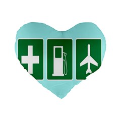 Traffic Signs Hospitals, Airplanes, Petrol Stations Standard 16  Premium Flano Heart Shape Cushions by Mariart