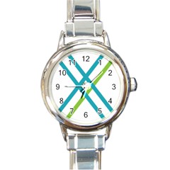 Symbol X Blue Green Sign Round Italian Charm Watch