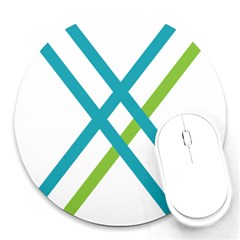 Symbol X Blue Green Sign Round Mousepads by Mariart