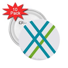 Symbol X Blue Green Sign 2 25  Buttons (10 Pack)  by Mariart