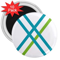 Symbol X Blue Green Sign 3  Magnets (10 Pack)  by Mariart