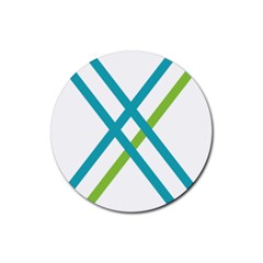 Symbol X Blue Green Sign Rubber Round Coaster (4 Pack)  by Mariart