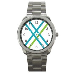 Symbol X Blue Green Sign Sport Metal Watch by Mariart