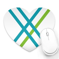 Symbol X Blue Green Sign Heart Mousepads by Mariart