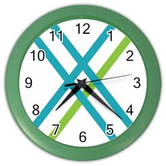 Symbol X Blue Green Sign Color Wall Clocks by Mariart