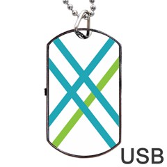 Symbol X Blue Green Sign Dog Tag Usb Flash (two Sides) by Mariart