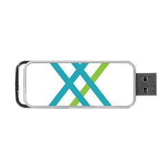 Symbol X Blue Green Sign Portable Usb Flash (one Side) by Mariart