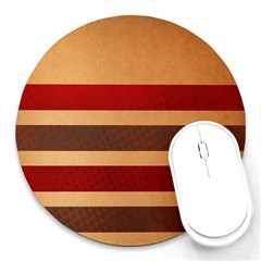 Vintage Striped Polka Dot Red Brown Round Mousepads by Mariart