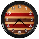 Vintage Striped Polka Dot Red Brown Wall Clocks (Black) Front