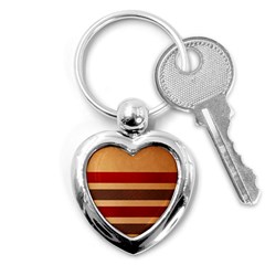 Vintage Striped Polka Dot Red Brown Key Chains (heart) 