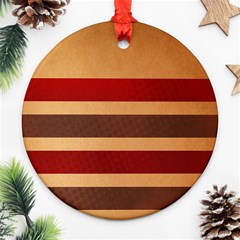 Vintage Striped Polka Dot Red Brown Round Ornament (two Sides) by Mariart