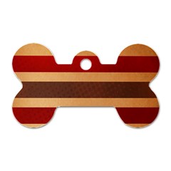 Vintage Striped Polka Dot Red Brown Dog Tag Bone (one Side) by Mariart