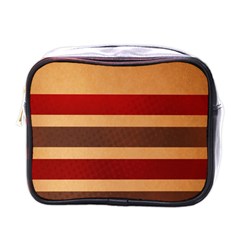 Vintage Striped Polka Dot Red Brown Mini Toiletries Bags by Mariart