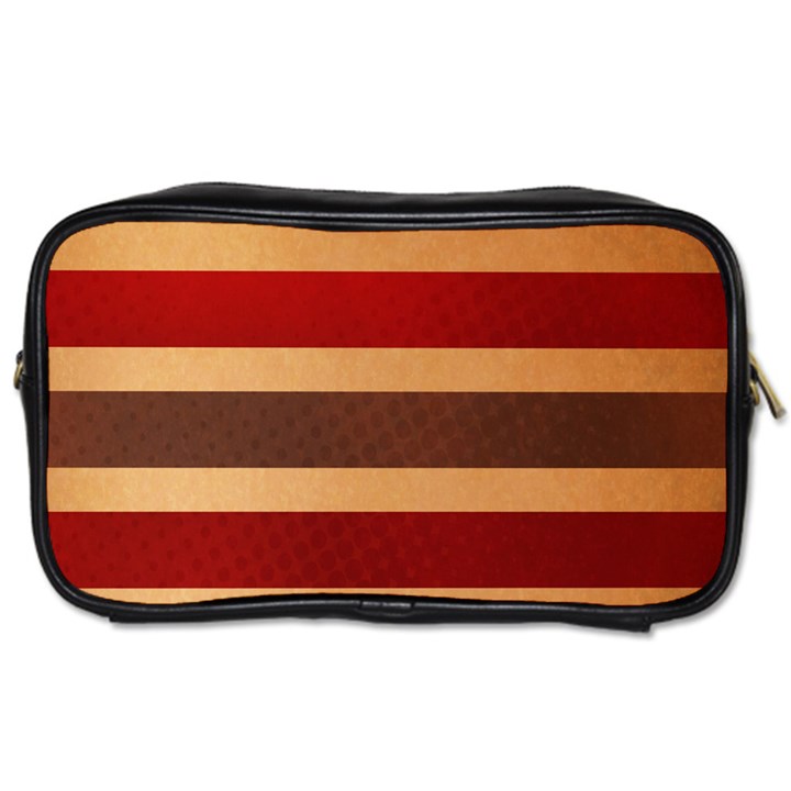 Vintage Striped Polka Dot Red Brown Toiletries Bags