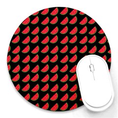 Watermelon Slice Red Black Fruite Round Mousepads by Mariart