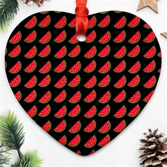 Watermelon Slice Red Black Fruite Ornament (Heart)