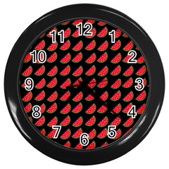 Watermelon Slice Red Black Fruite Wall Clocks (black) by Mariart