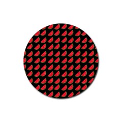 Watermelon Slice Red Black Fruite Rubber Coaster (round) 